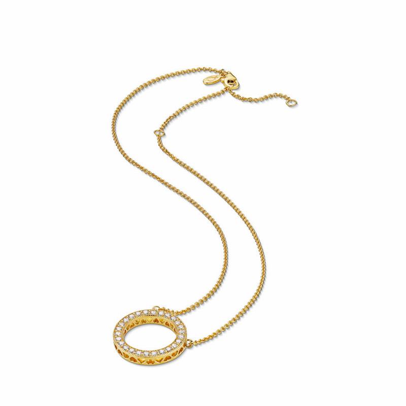 Pandora Australia Shine™ Hearts Necklace - 18ct Gold Plated | CHLDZR650